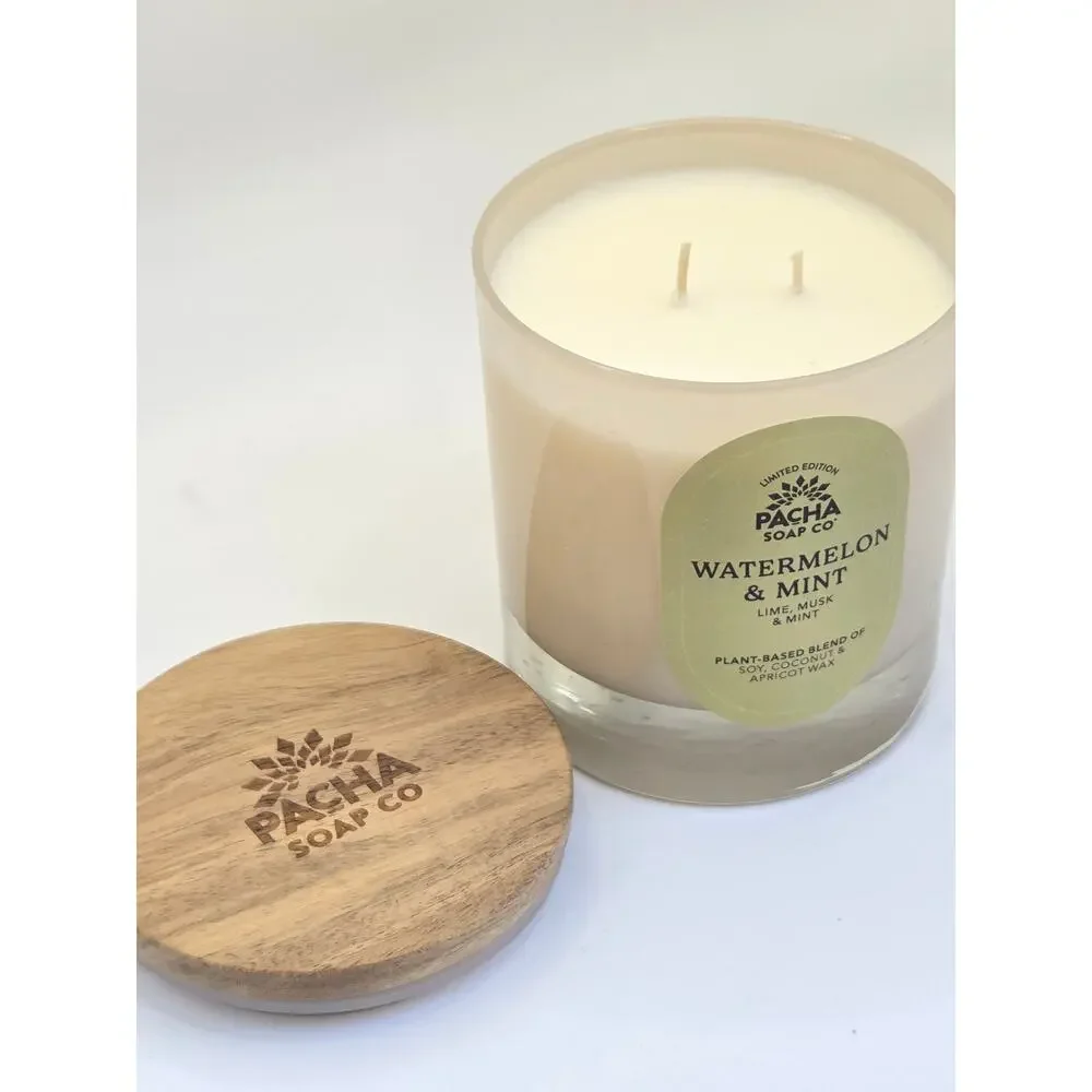 Pacha Soap Co Watermelon & Mint 3 Piece Bath Body Candle Gift Set